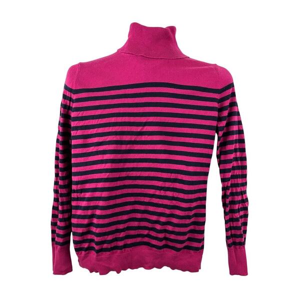Talbots Sweaters - Talbots Pink Striped Long Sleeve Turtleneck Sweater MEDIUM